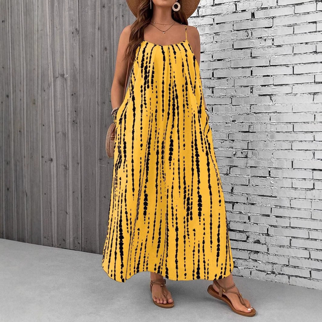 Womens Loose Casual Plus-Size Printed Dress