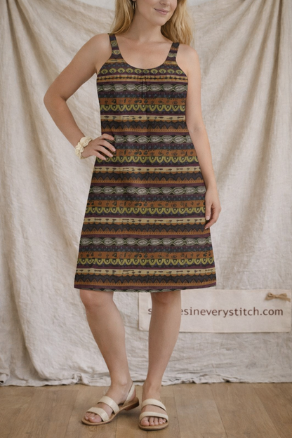 Retro Print Sleeveless A-Line Mini Dress