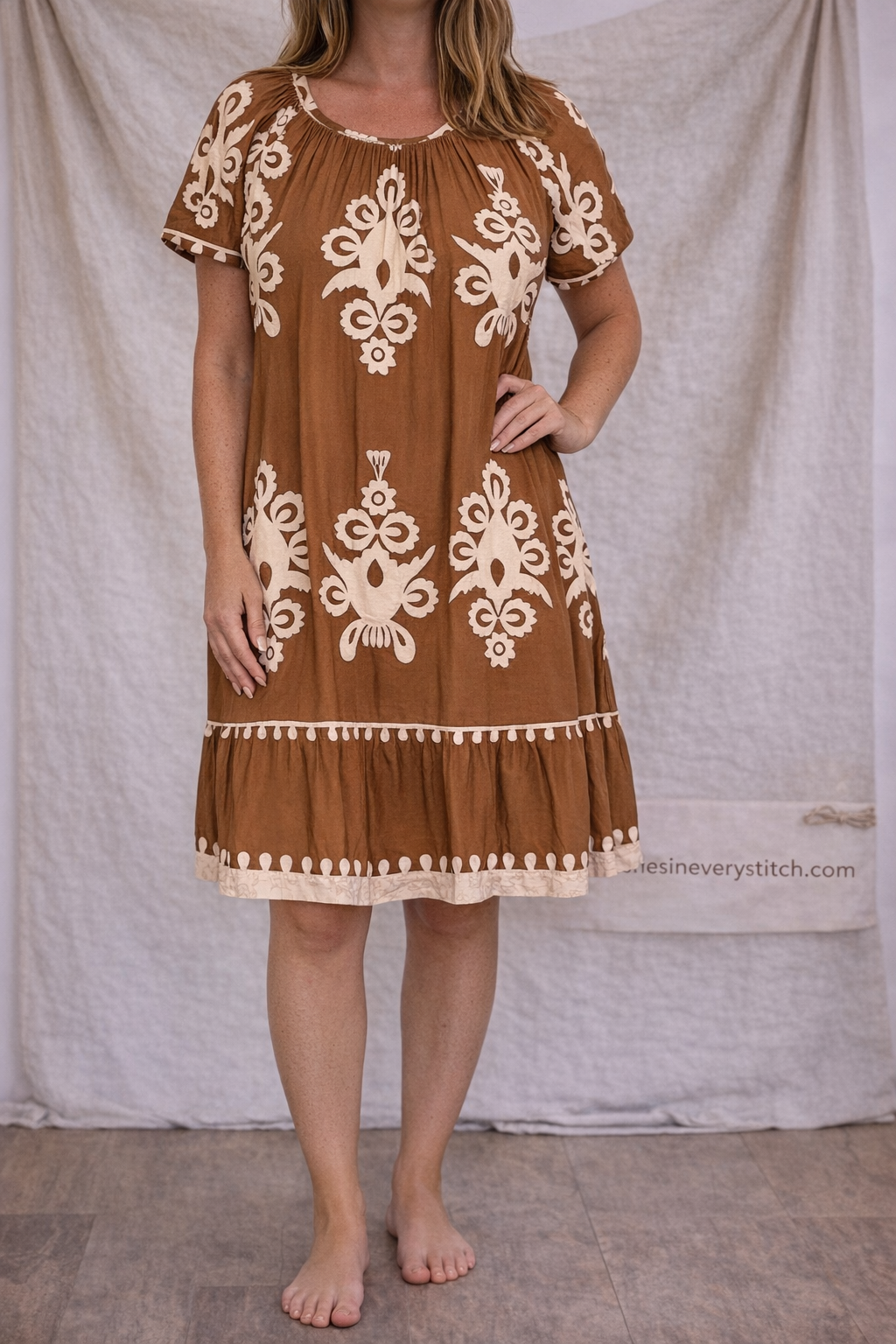 Boho Embroidered Fringe Mini Dress