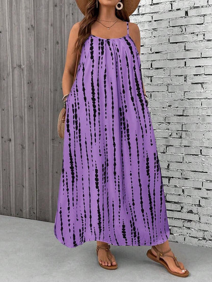 Womens Loose Casual Plus-Size Printed Dress