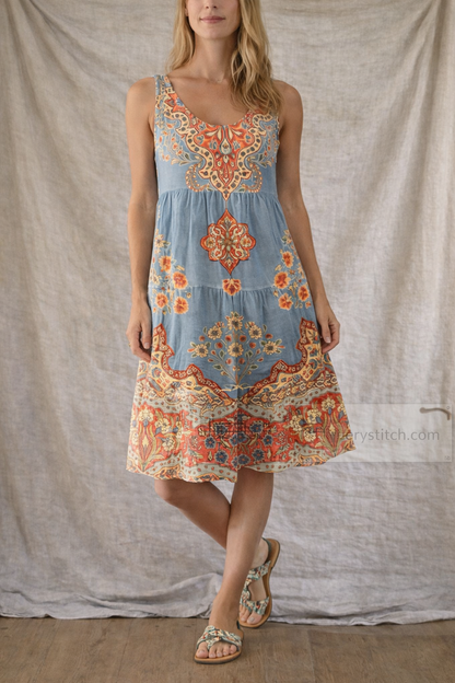 Printed Sleeveless Mini Dress