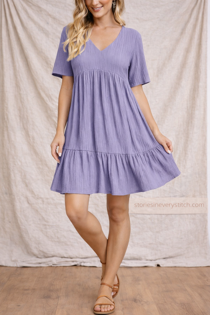 Easy Tiered V-Neck Mini Dress