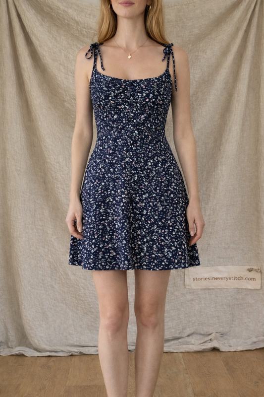 Printed Tie Strap Mini Dress