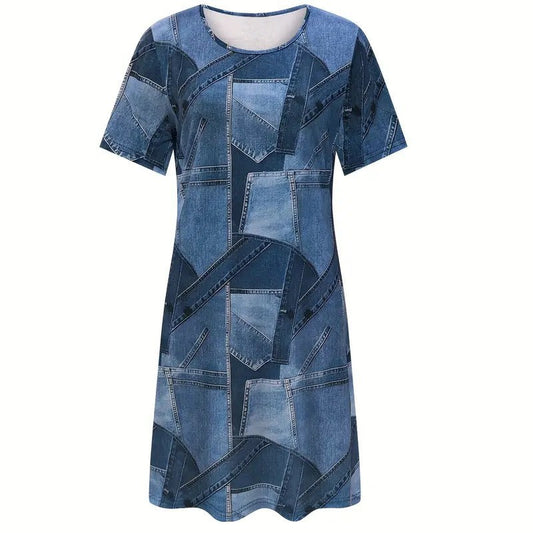 Casual Spring And Summer Digital Printing Loose Dress