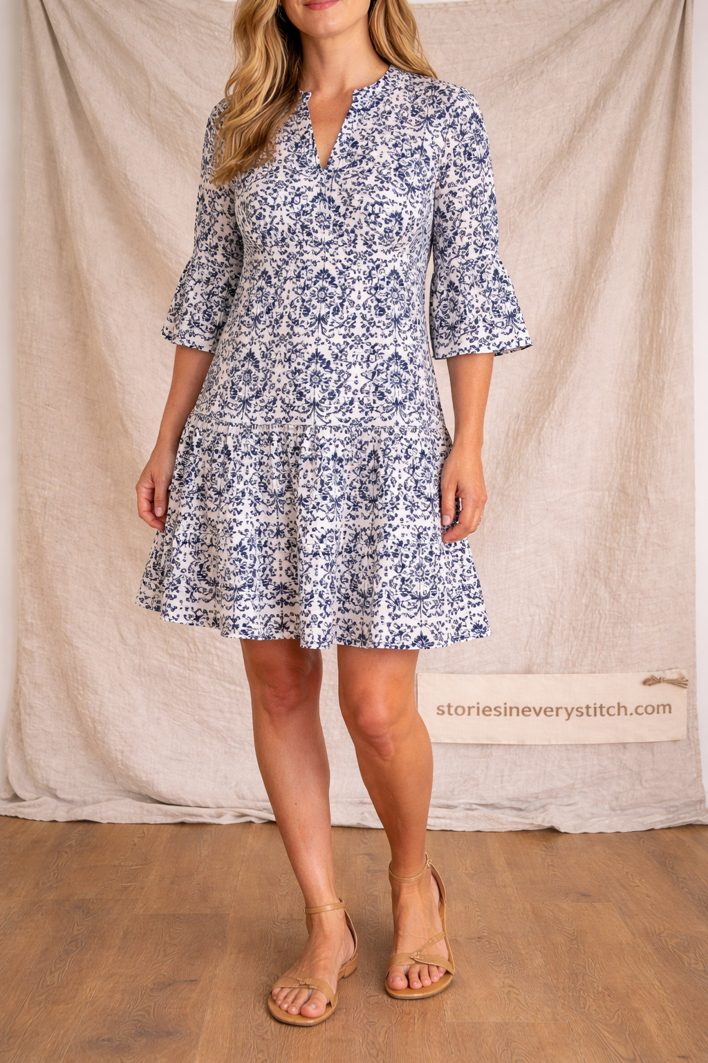 Printed Button Shirt Mini Dress