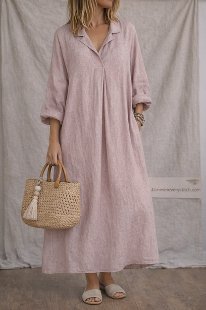 Linen Ease Button Maxi Dress