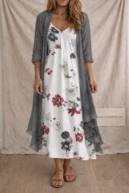 Printed V-Neck Maxi Dress