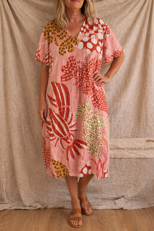Bohemian Printed Loose Midi Dress