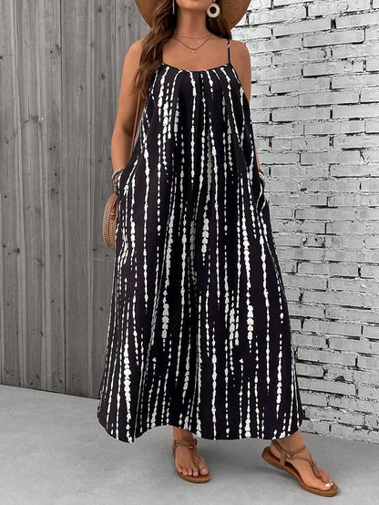 Womens Loose Casual Plus-Size Printed Dress