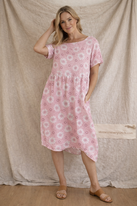 Casual Printed Pocket Midi Dress