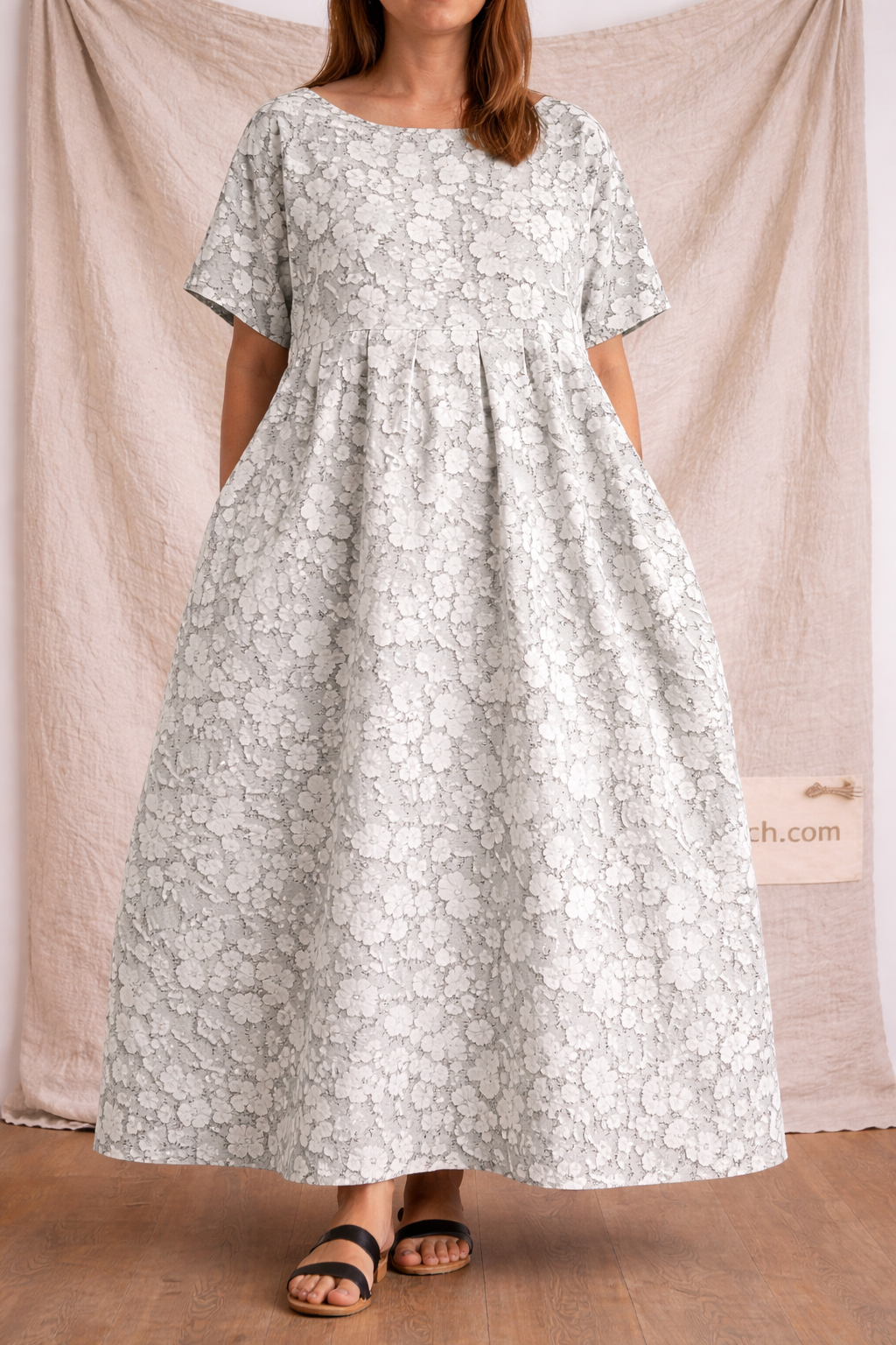 Vintage Floral Print Relaxed Midi Dress
