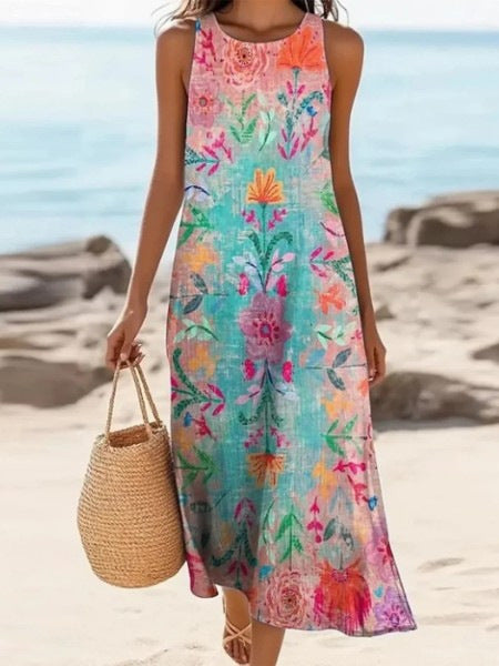 Women's Printed Sleeveless Dress Summer