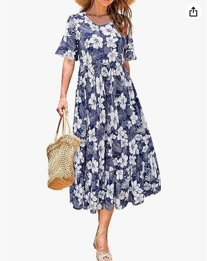 Women's Summer Dress Casual Short Sleeved