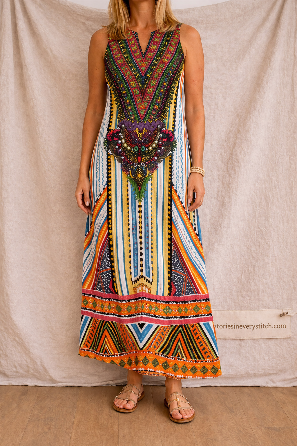 Bohemian Printed Sleeveless Maxi Dress