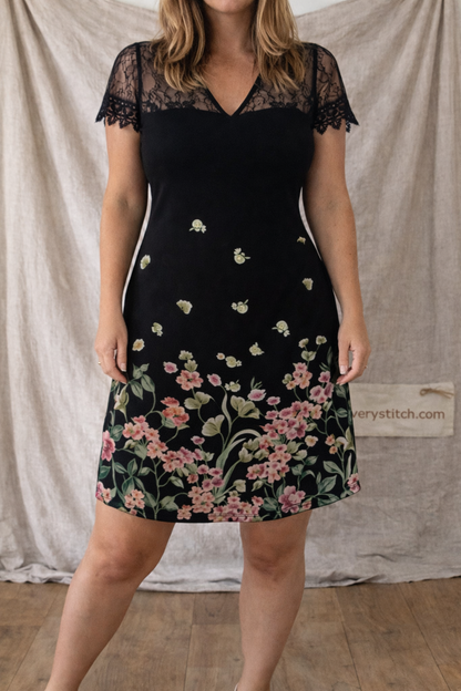 Lace Trim Floral Mini Dress