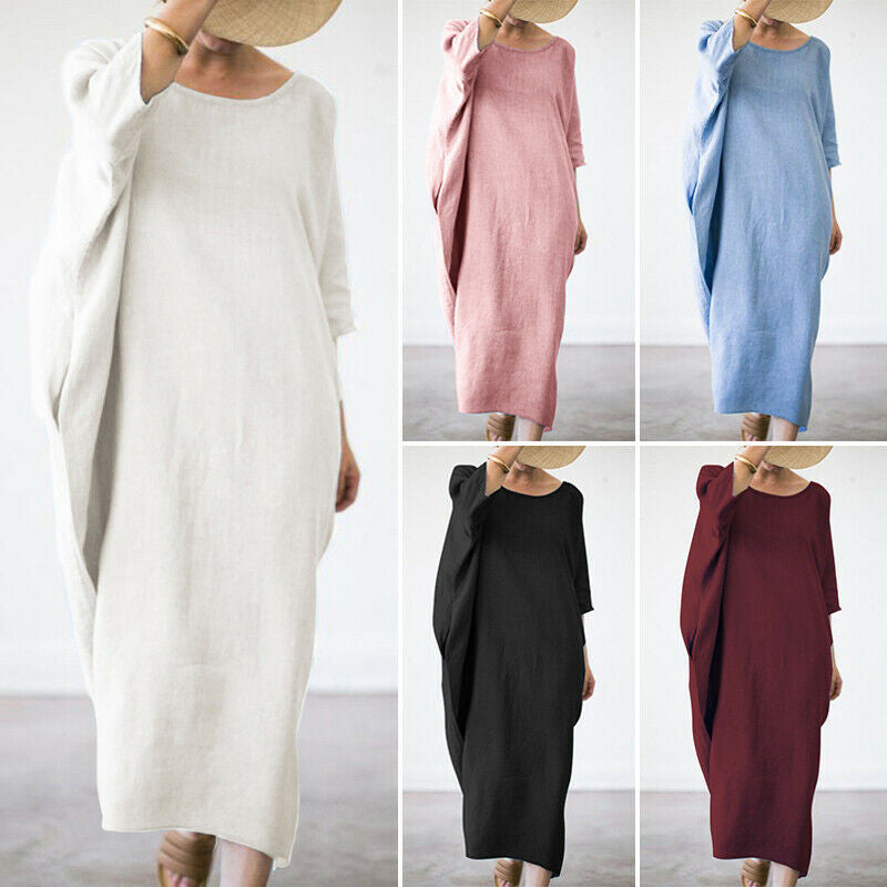 Bat Cotton And Linen Plus Thickening Plus Fat Dress