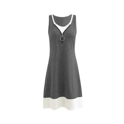 Fake Two-piece Sleeveless Women's Summer Fashion Elegant Vest Dress