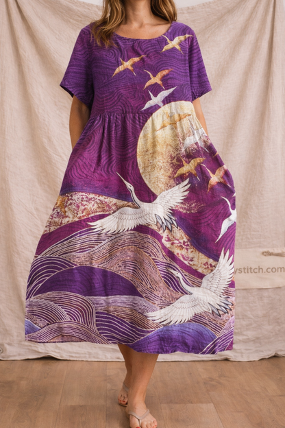 Artistic Flow Oversized Midi Dress