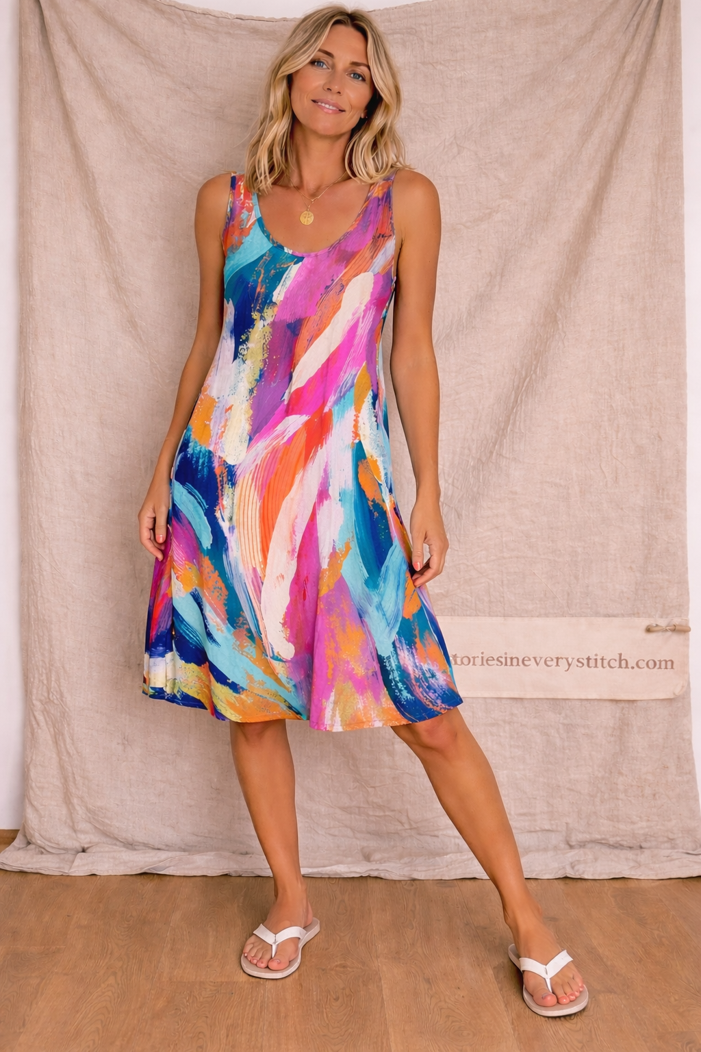 Abstract Printed Sleeveless Mini Dress