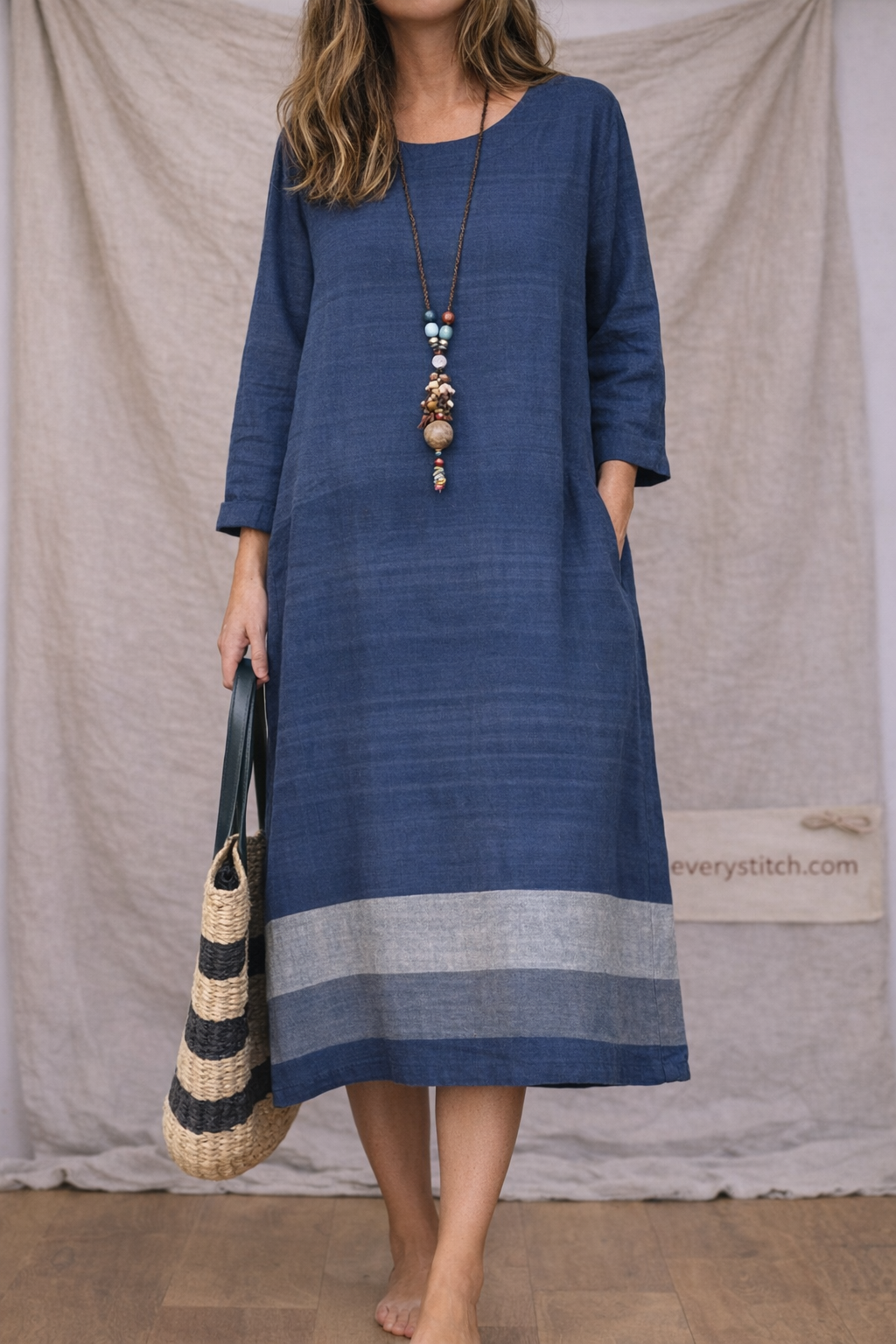 Cotton Linen Dress - Comfortable Fit