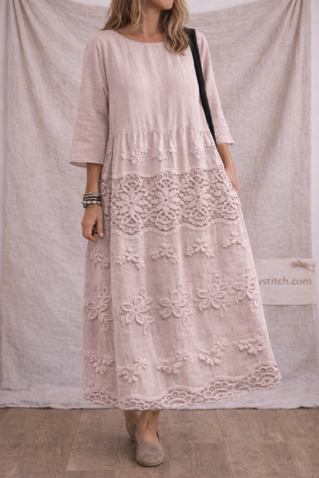 Everyday Charm Polka Dot & Lace Midi Dress