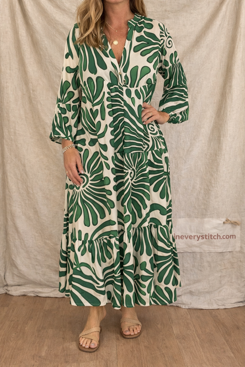 Botanical Escape Button Maxi Dress