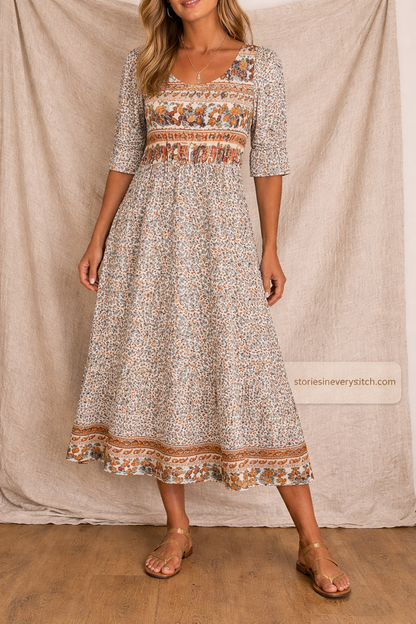 Bohemian Printed Midi Dress