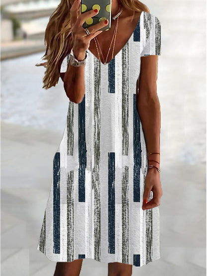 Women's Summer V-neck Plus Size Short Sleeve Dress