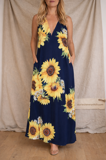 Sunflower Meadow Sleeveless Maxi Dress