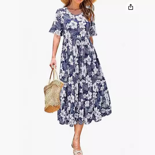 Women's Summer Dress Casual Short Sleeved