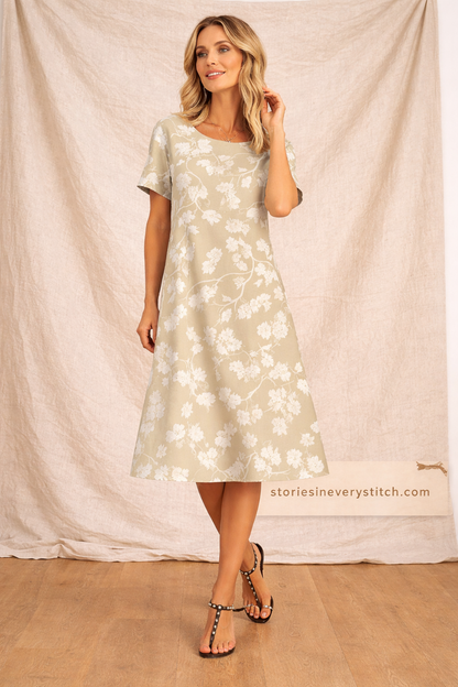 Floral Short Sleeve Midi Dress