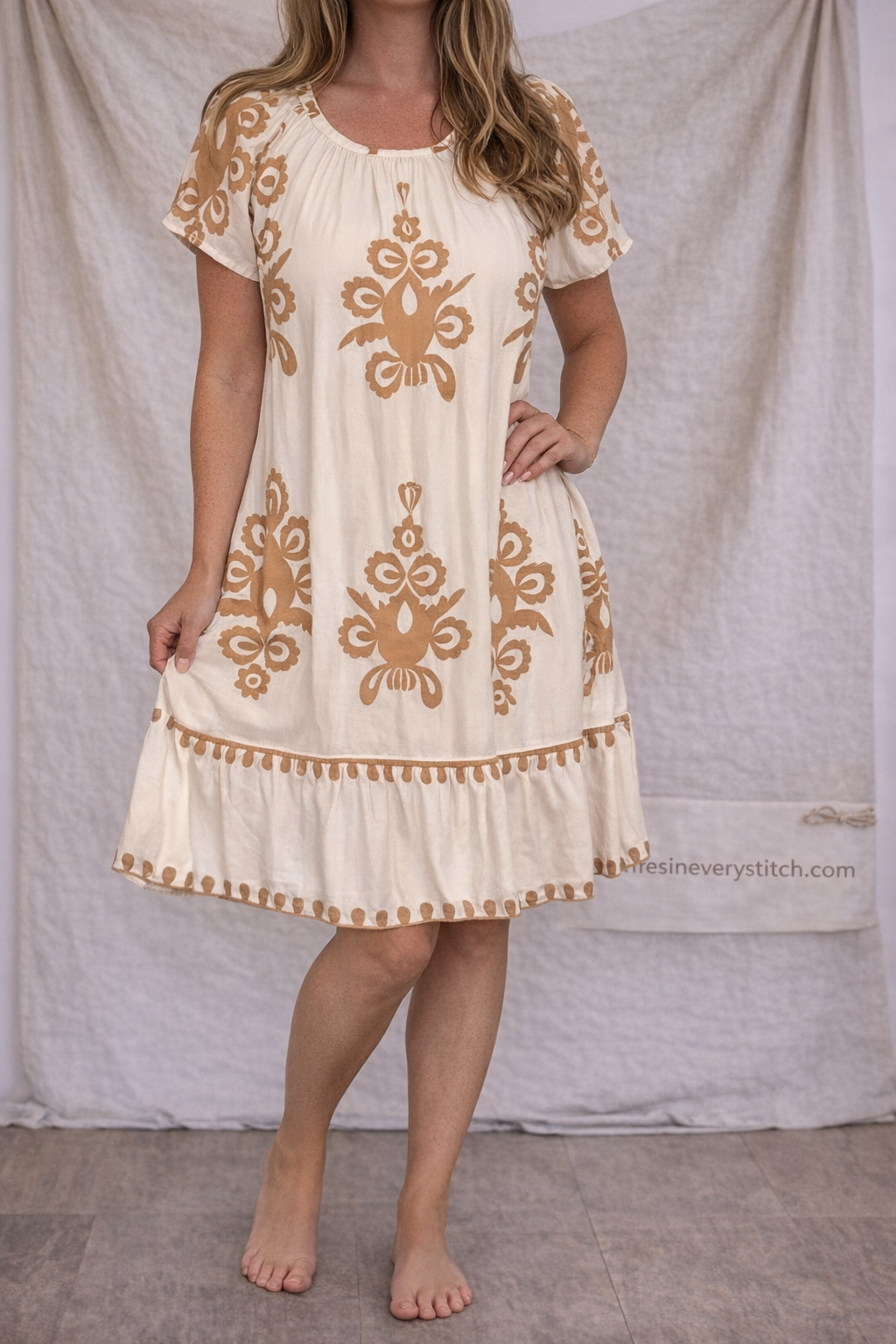 Boho Embroidered Fringe Mini Dress