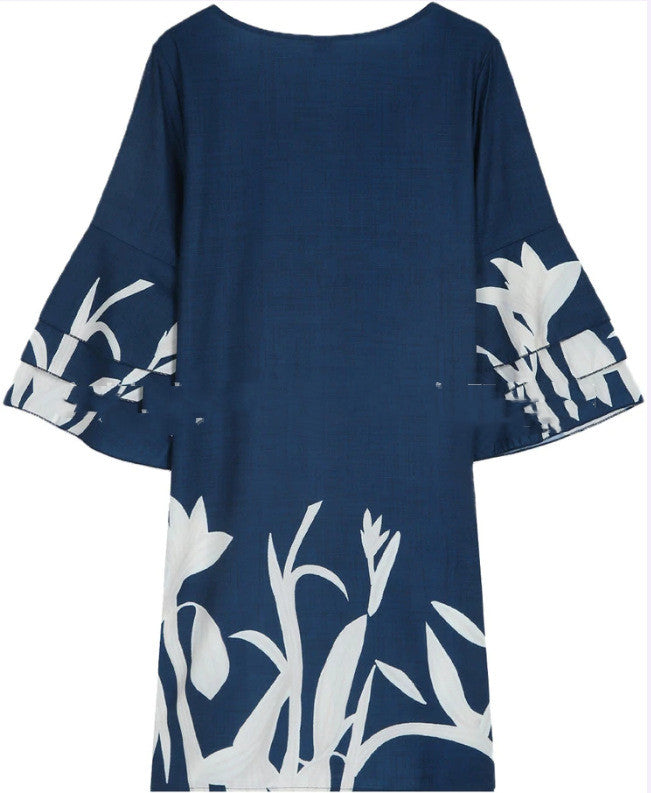 Women's Summer Printed V-Neck Mini Dress