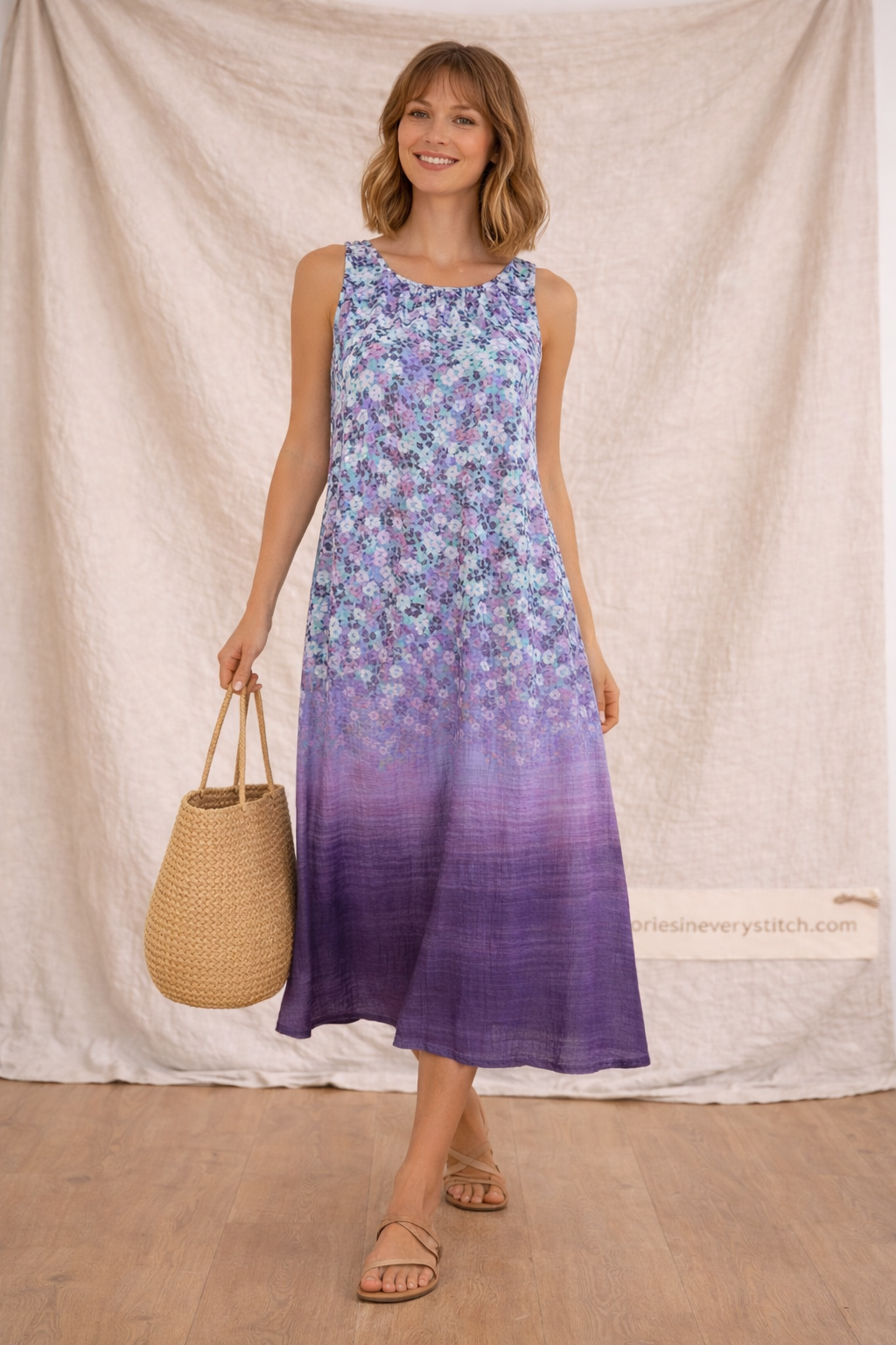 Ocean Bloom Sleeveless Maxi Dress