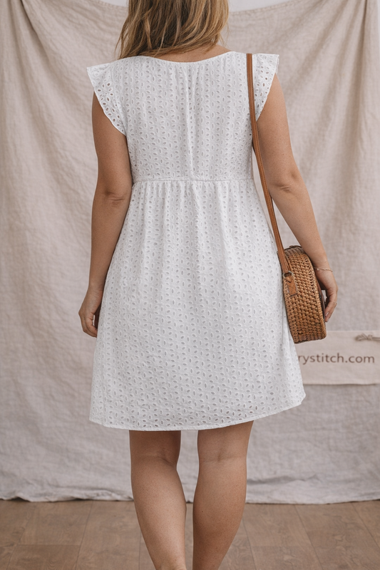 Eyelet Lace V-Neck Sleeveless Dress
