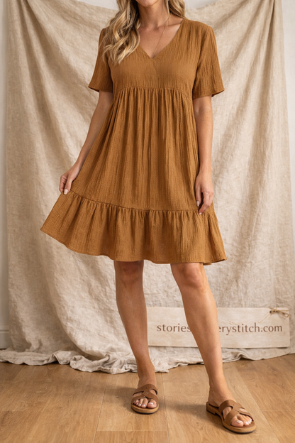 Easy Tiered V-Neck Mini Dress