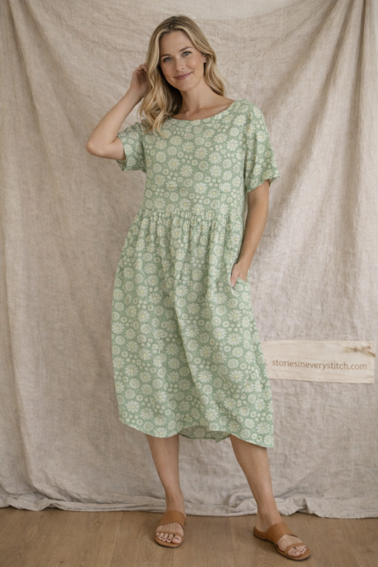 Casual Printed Pocket Midi Dress