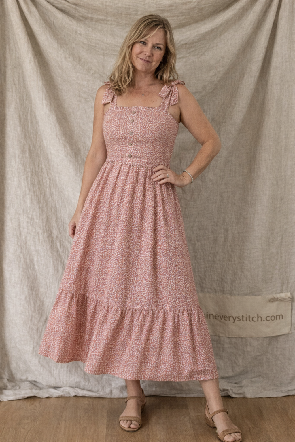 Dainty Dot Smocked Midi Dress