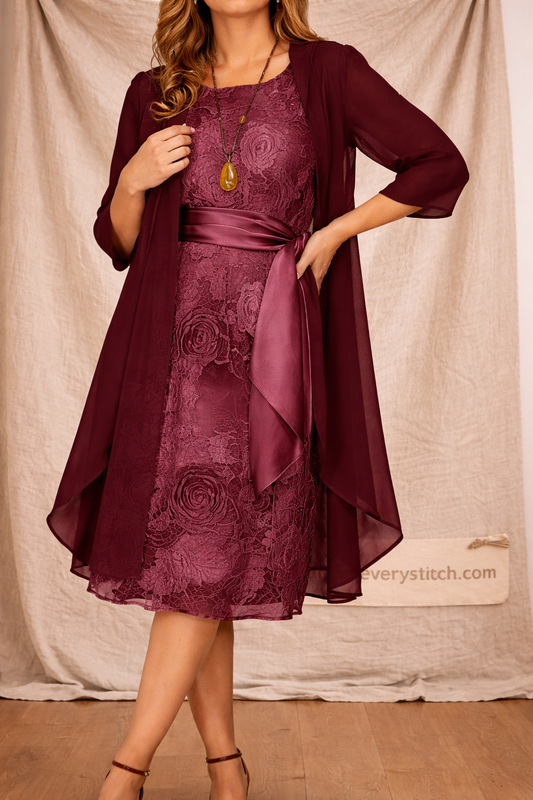 Plus Size Asymmetric Dress Set - Elegant