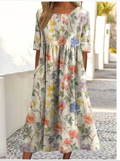 Women's Summer New V-neck Simple Printing Casual Dress In Stock Dress