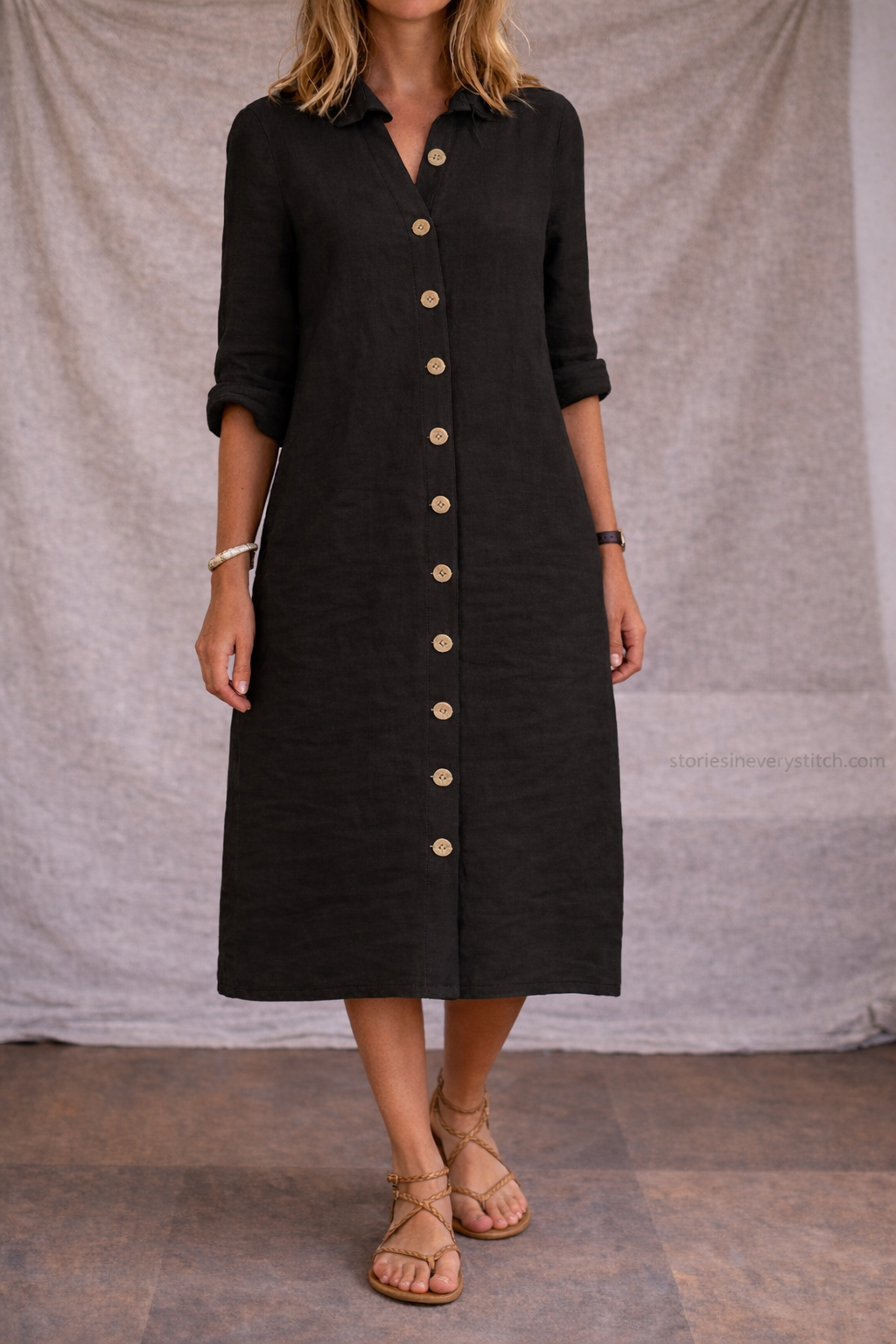 Casual Button-Front Shirt Mini Dress