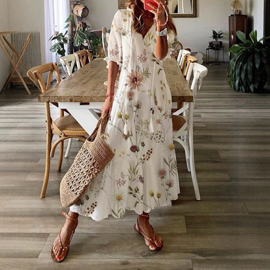 Women's Clothing A- Line Loose Printed Plus Size Dress