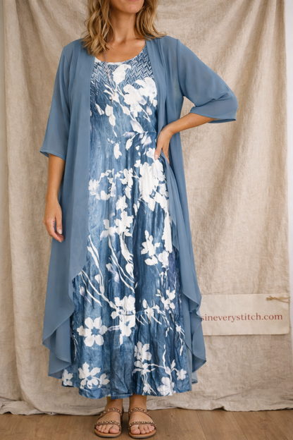 Floral Short Sleeve Midi Dress