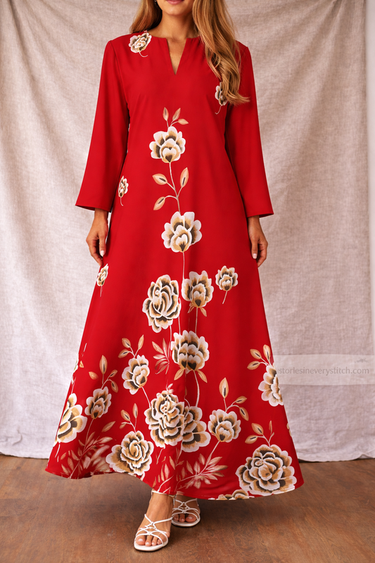 Elegant Bloom V-Neck Maxi Dress