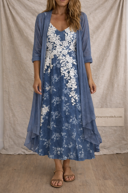 Printed V-Neck Maxi Dress