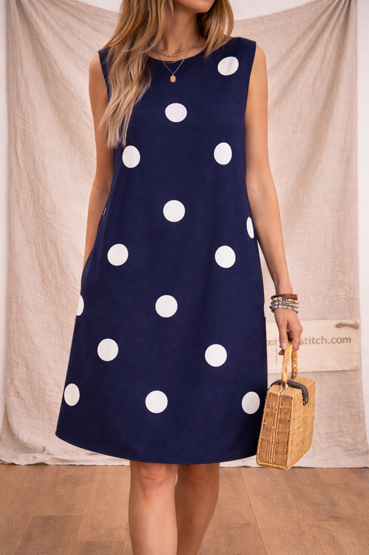 Classic Polka Dot Sleeveless Mini Dress