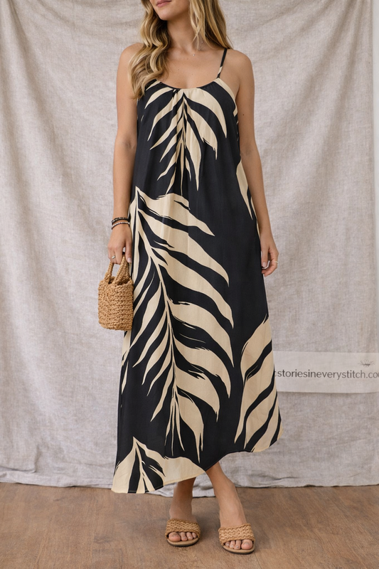 Women’s Boho Spaghetti Strap Maxi Dress – Casual Loose Summer Beach Dress
