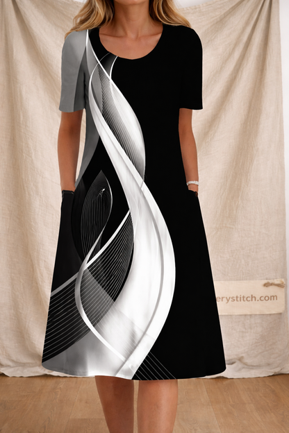 Artistic Patchwork Floral Midi Dress