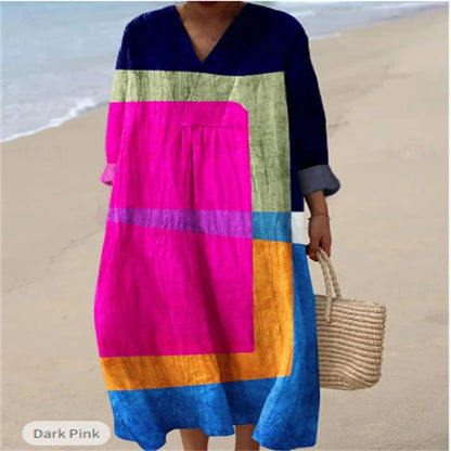 Women's Printed Plus Size Loose Long Sleeve Dress