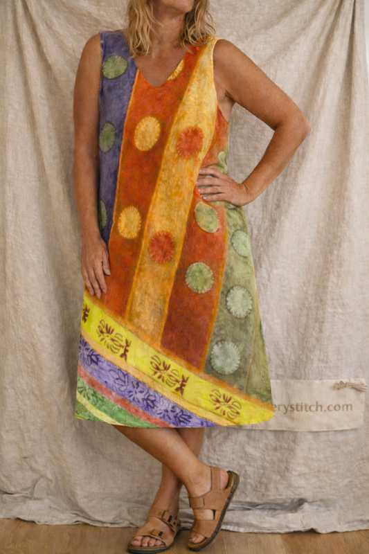 Sunset Patchwork Sleeveless Midi Dress